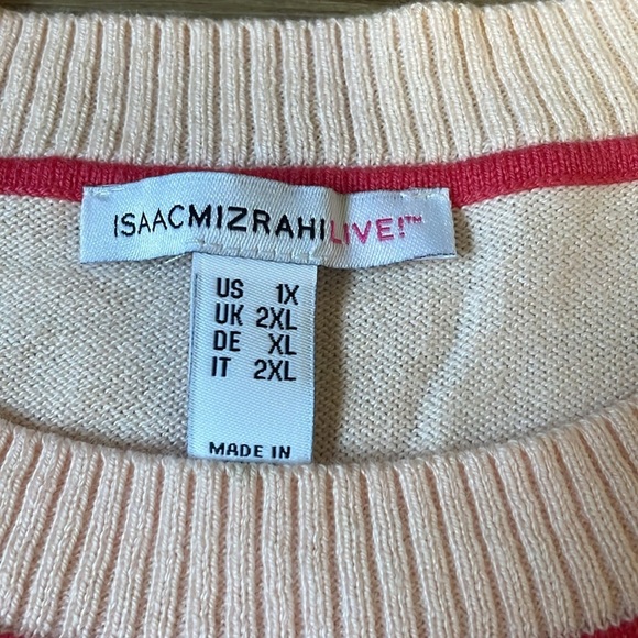 Isaac Mizrahi Drop Shoulder Sweater Contrast Piping Soft Lt pink Womens 1X NWOT - Picture 2 of 9